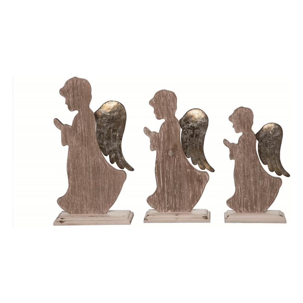 SET/3 Transpac MDF Praying Angel Decor 6"x3"x11.5"H, 7"x3"x13.5"H, 8"x3"x14.5"H image