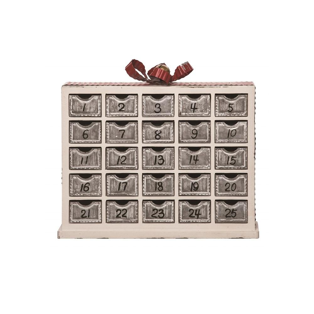 Transpac Metal Christmas Present Advent Countdown Calendar, 17"x4"x15"H image