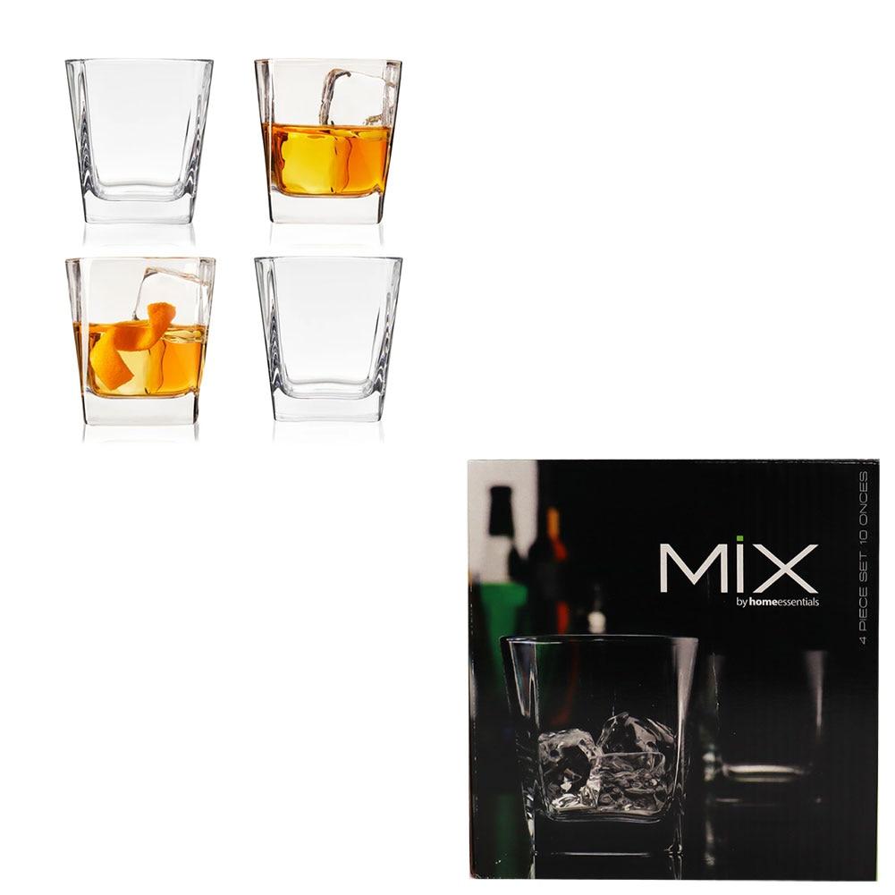 SET/4 Mix Clear Rocks/Whiskey Glass Square 10oz image