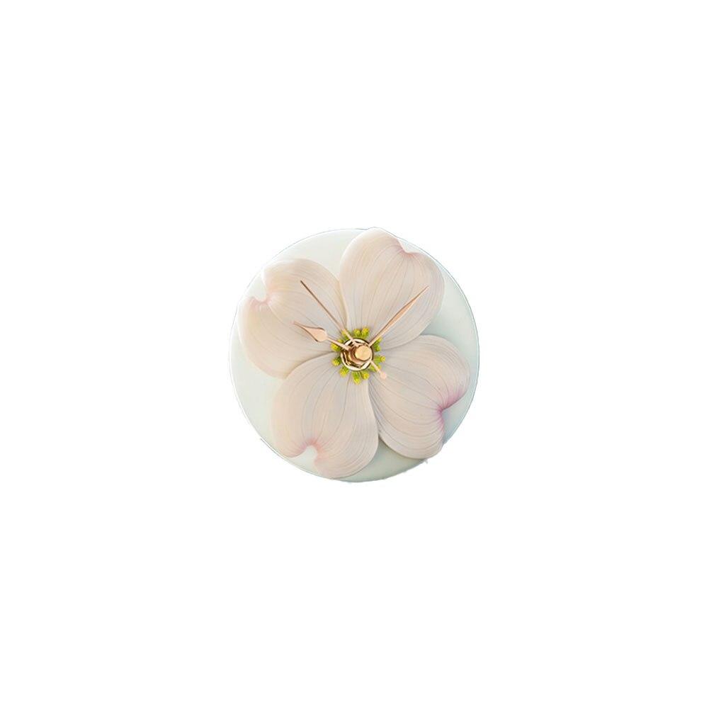 Dogwood Flower Clock, Cast In Bonded Marble, 4"D, Battery Not Included