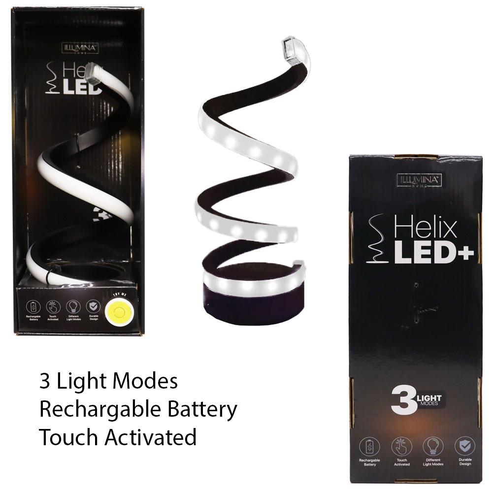 Illumina Helix Swirl LED Table Lamp Black w/Try Me, Battery, 3 Light Modes 4"x9.5"H