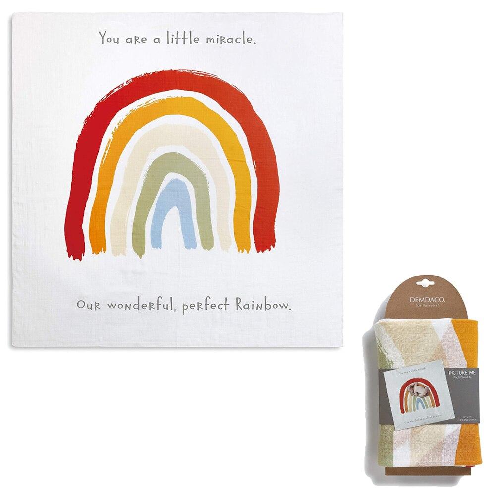 Demdaco Rainbow Baby Photo Swaddle, 100% Muslin Cotton, 47"x47" NO ONLINE SALES image
