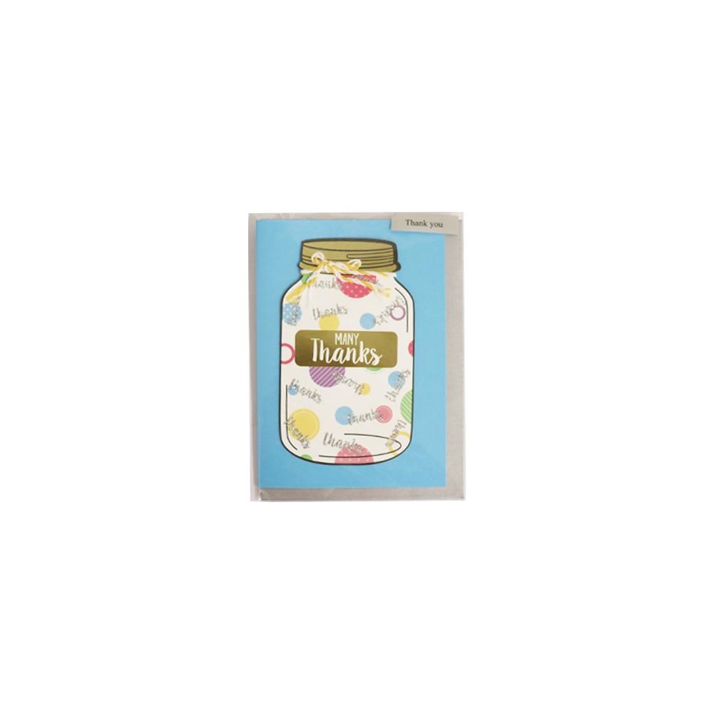 Blueink Jar Full of Thanks Thank You Folded Greeting Card w/Envelope, 5" x 7" image