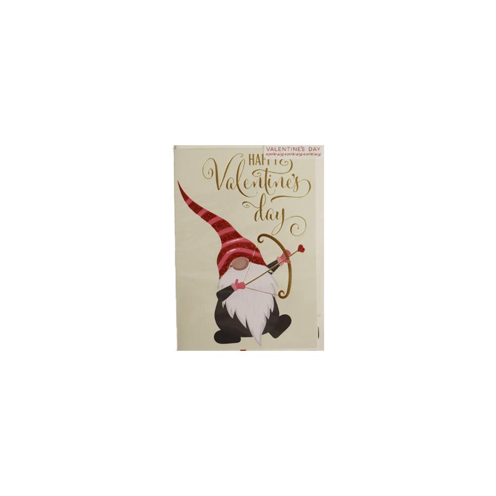 Blueink Cupid Gnome Valentine's Day Folded Greeting Card w/Envelope, 5" x 7" image