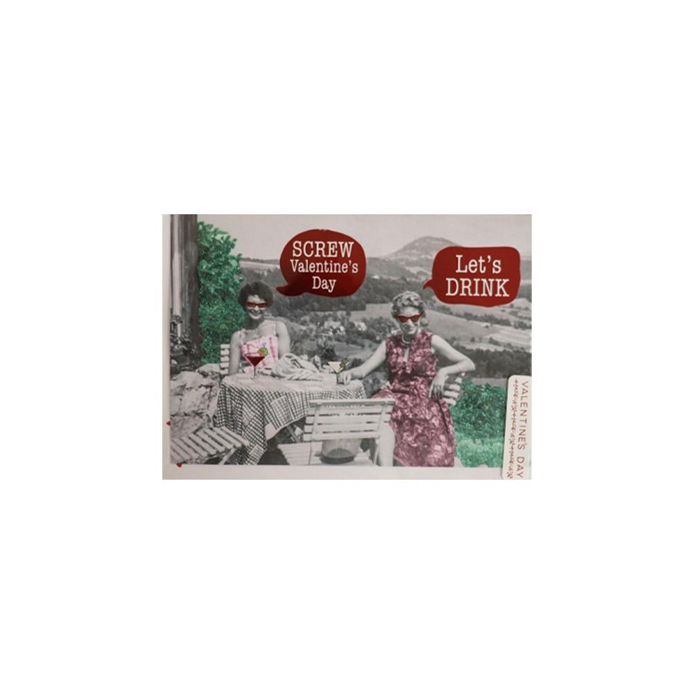 Blueink Let's Drink Valentine's Day Folded Greeting Card w/Envelope, 5" x 7" image