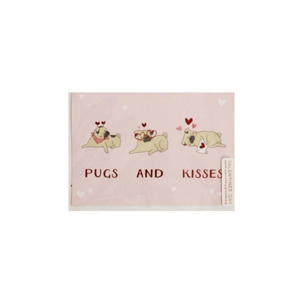 Blueink Pugs and Kisses Valentine's Day Folded Greeting Card w/Envelope, 5" x7" image