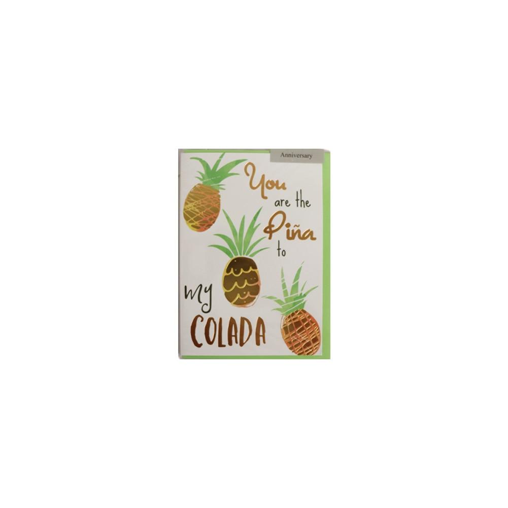 Blueink Pina Colada Anniversary Folded Greeting Card w/Envelope, 5" x 7" image