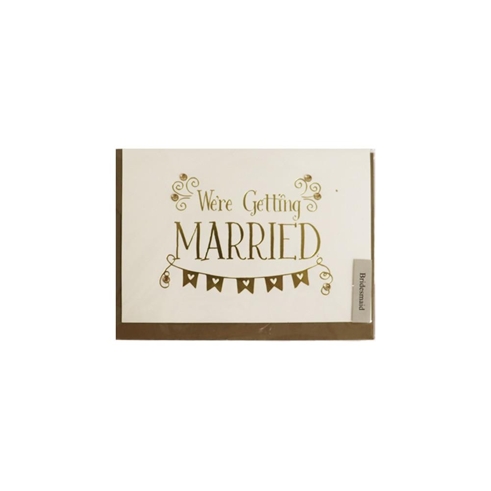 Blueink We're Getting Married Bridesmaid Folded Greeting Card w/Envelope, 5"x7" image