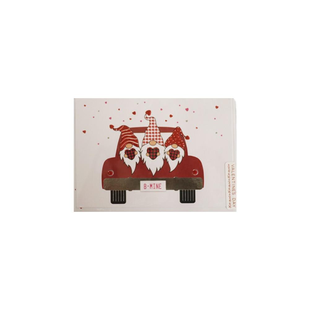 Blueink License Plate Gnomes Valentine's Day Folded Greeting Card w/Envelope, 5"x 7" image