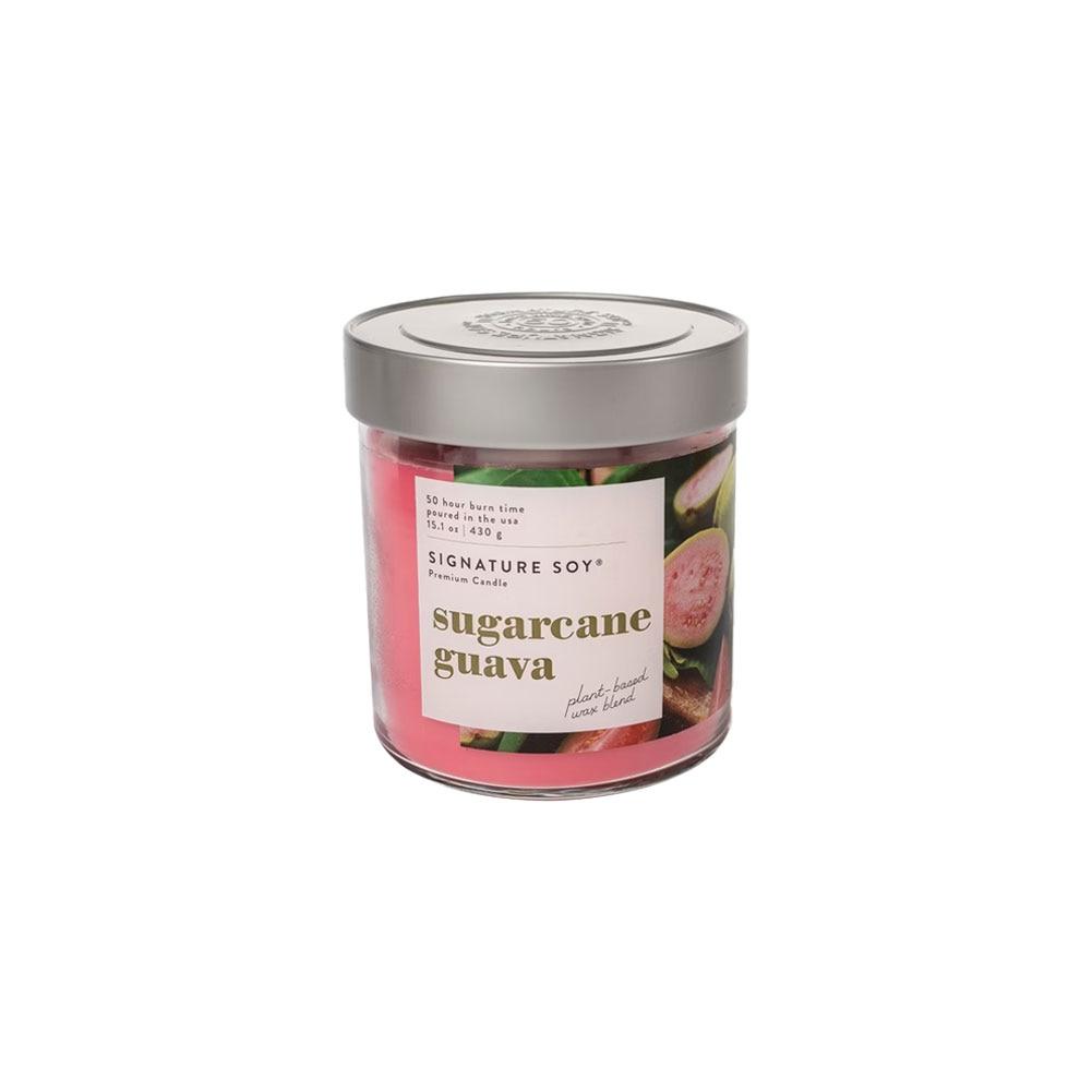 Jar Candle Signature Soy Clear Glass Jar, Silver Metal Lid, 2 Wick Sugarcane Guava 15.1oz image