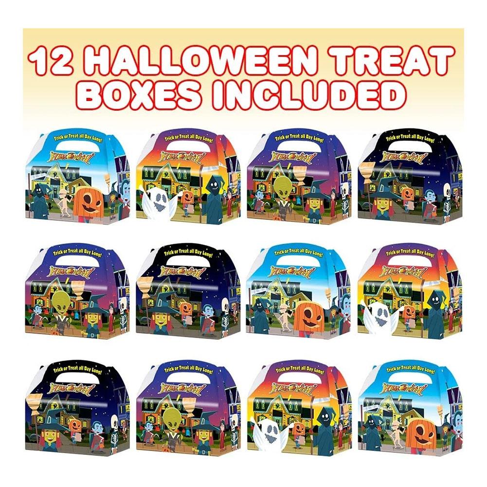 Art Creativity Set/12 Halloween Treat Boxes, Paper, 4 Designs,6.25"x3.5"x6.25"H image