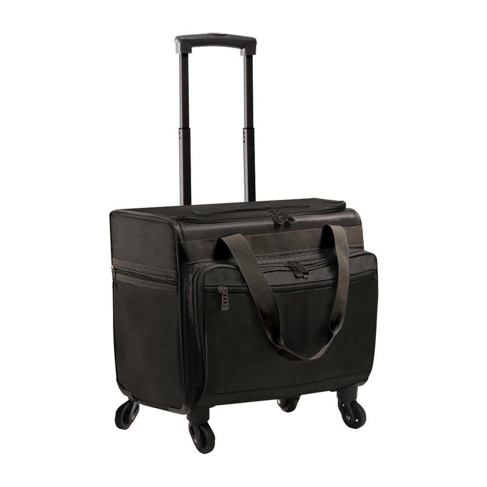 Rolling Sample/Computer Case, 4 Wheels, 1680D Polyester, Black, 17"x8"x13"H image