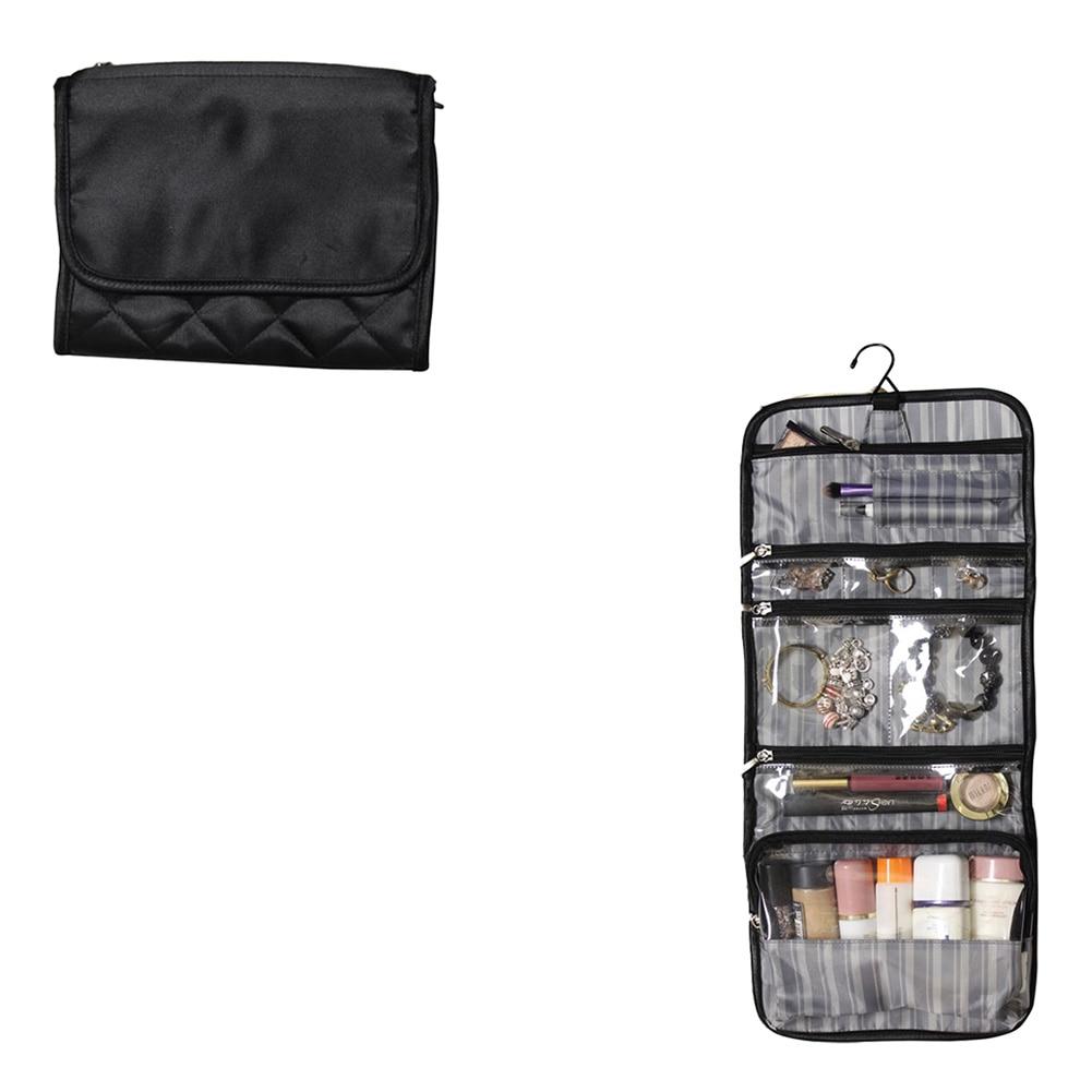 Preferred Nation Savvy Tri-Fold Cosmetic/Jewellery Case, Black, Satin, 9"x7"H image