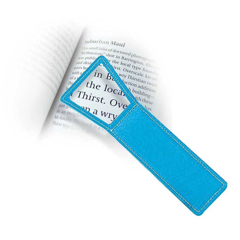 Magnifying Bookmark, Leather, Contrast Saddle Stitch, Blue, 1.15"x7" image