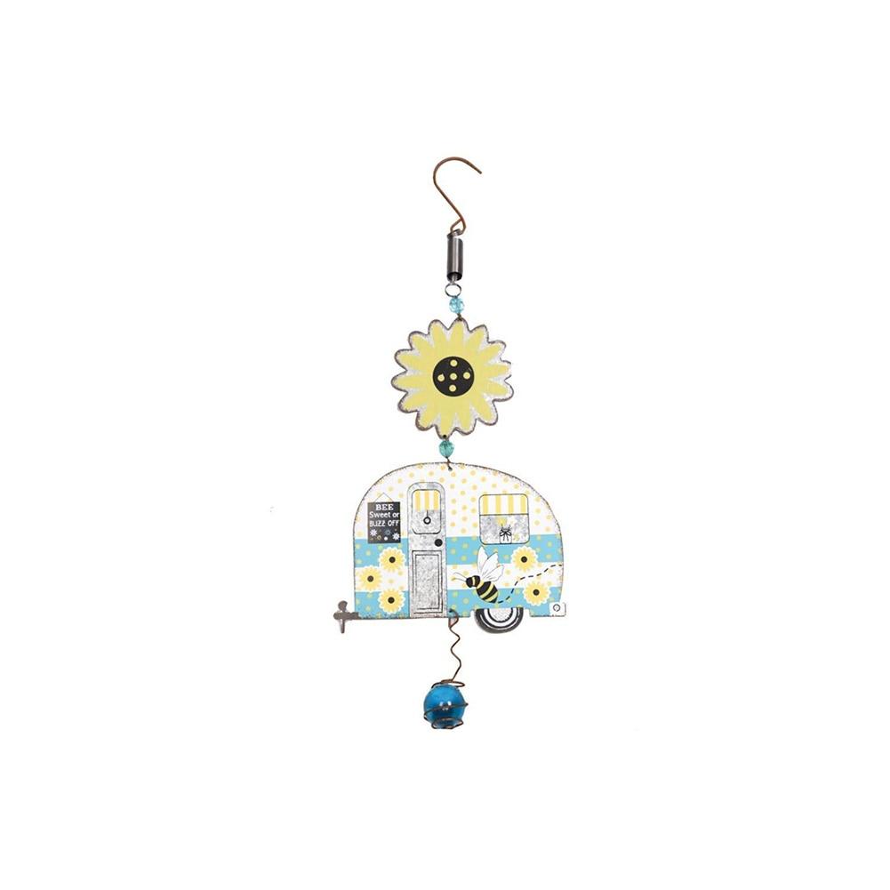 Sunset Vista Bee RV Bouncy Hanging Garden Ornament, Metal , 6.5"x 14.75"H