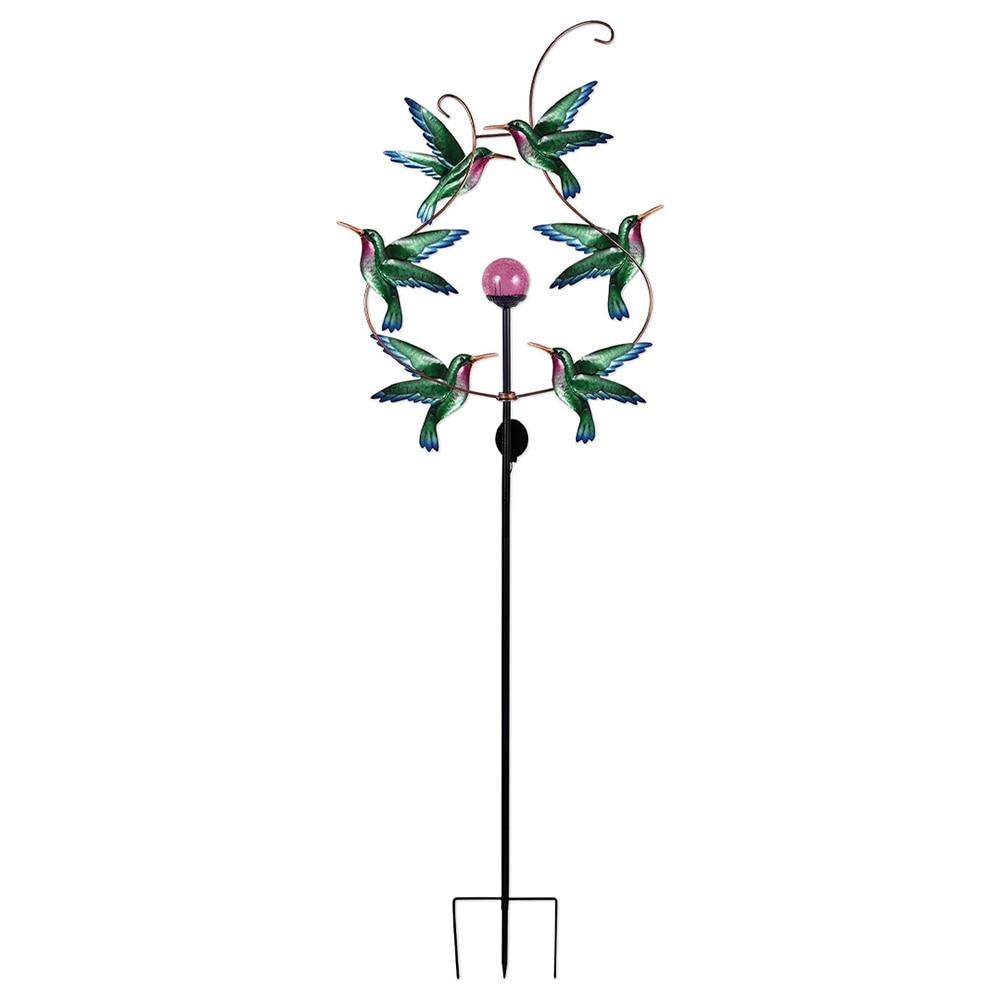 Sunset Vista Hummingbird Solar Light up Spinner Garden Stake , Metal, 27.5"x81"H