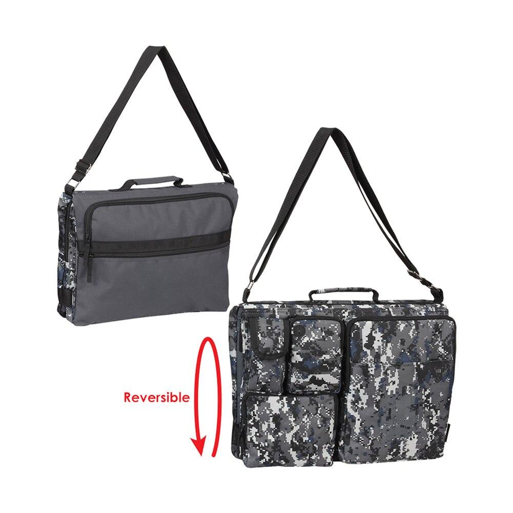 Reversible Messenger Bag, Grey/Camo 600d Polyester, 16"x3.5"x12"H image