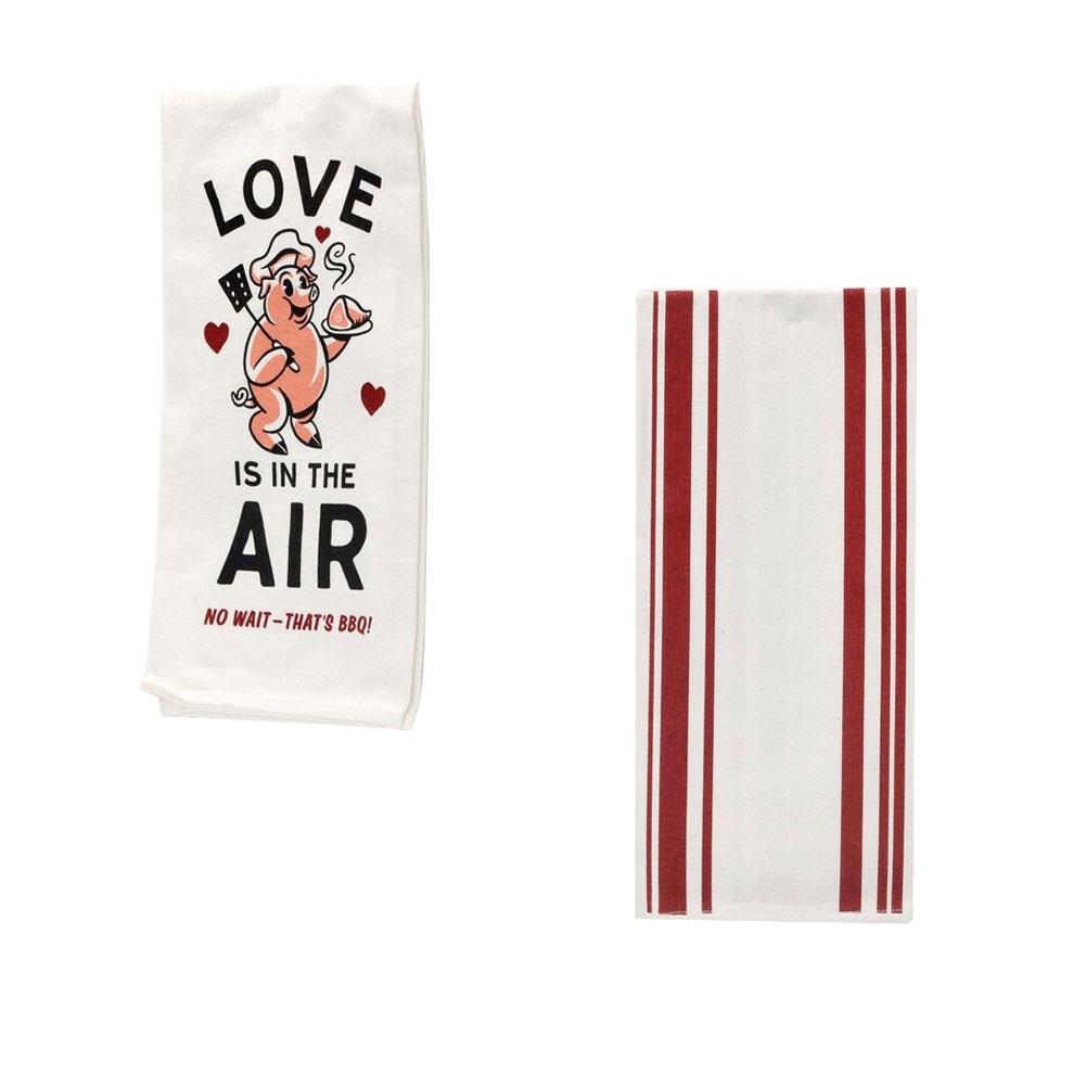 SET/2 Open Love Is In The Air BBQ Tea Towel, Cotton, 18.5"x25" image