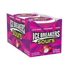 Ice Breakers Sour Mixed Berry Strawberry Cherry Mints 1.5oz, 8ct image