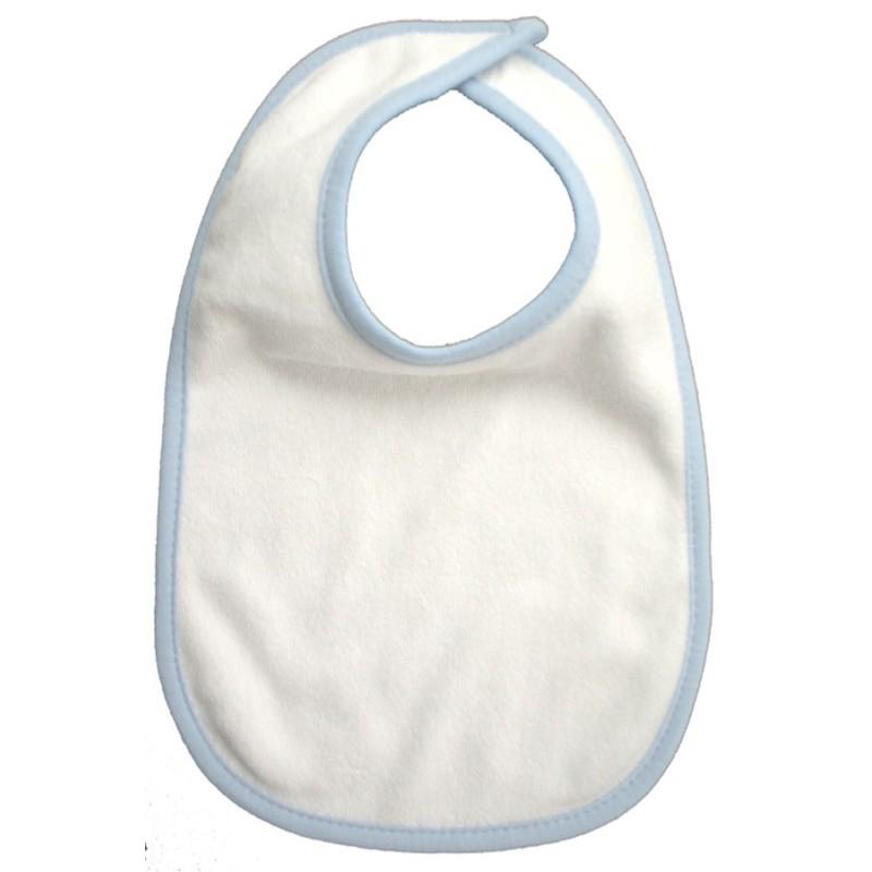 2-Ply Terry Bib White with Blue Trim