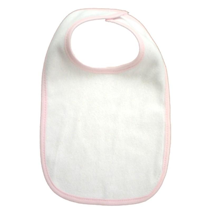 2-Ply Terry White with Pink Trim Infant Bib