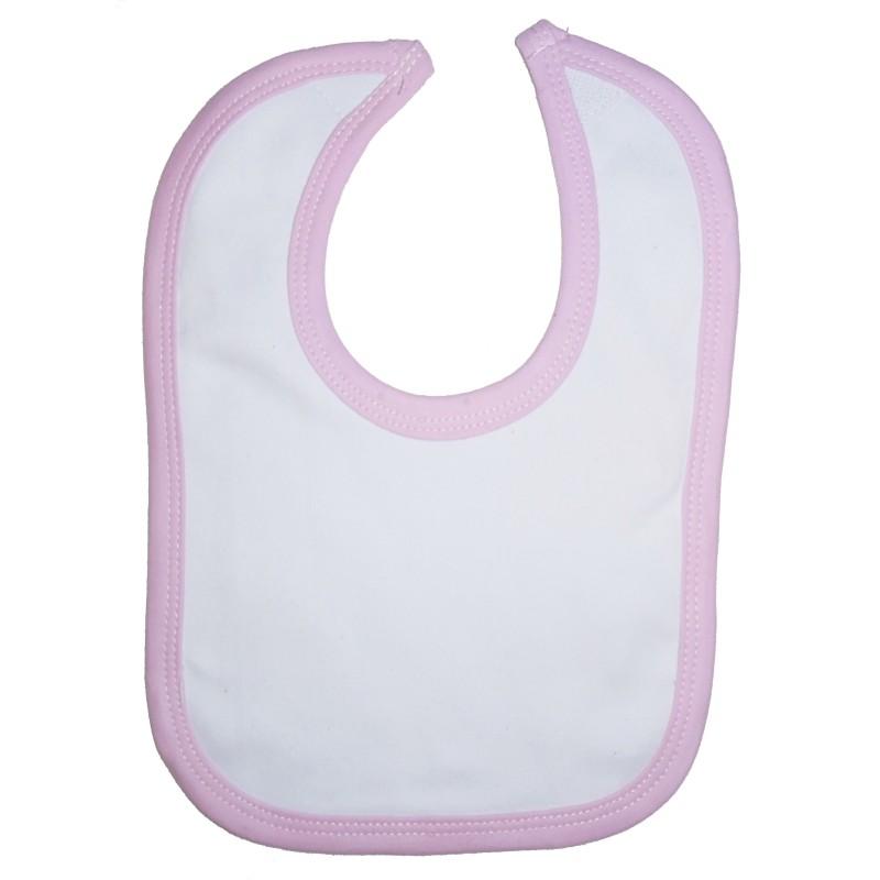 2-Ply Interlock White with Pink Trim Infant Bib
