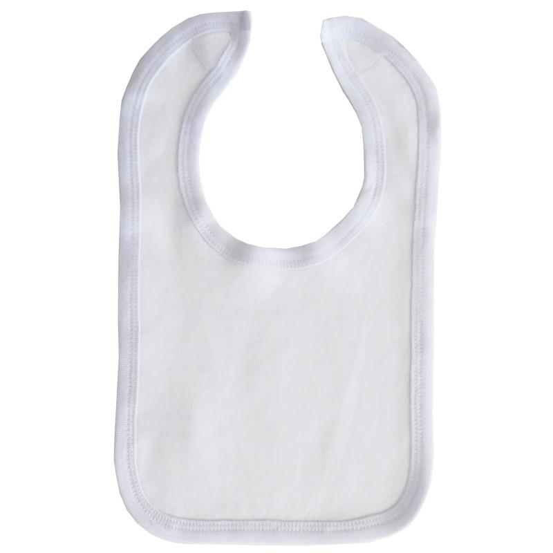1-Ply Interlock White with White Trim Infant Bib - 1020