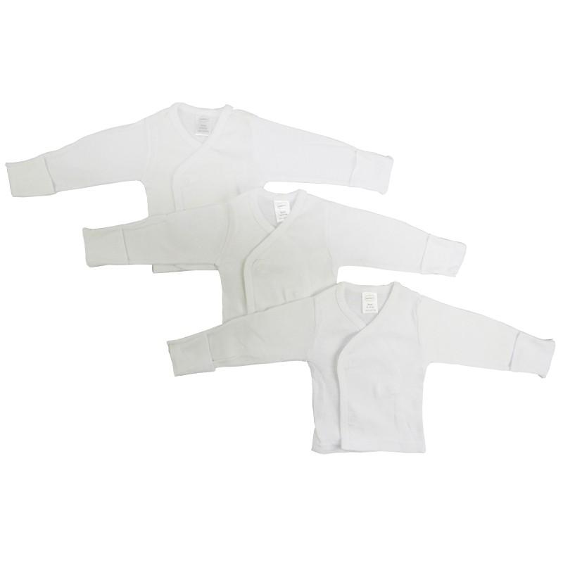 Rib Knit White Long Sleeve Side-Snap Shirt 3-Pack image