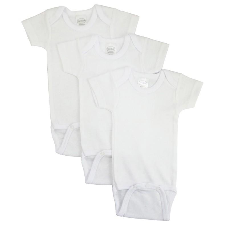 Rib Knit White Short Sleeve Onezie 3-Pack image