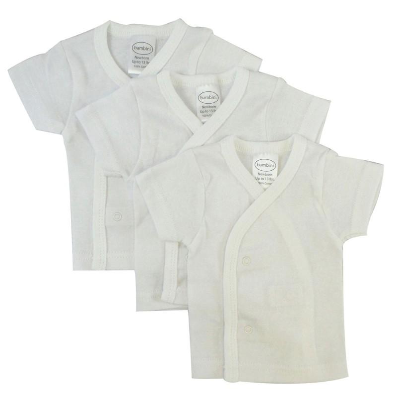Rib Knit White Short Sleeve Side-Snap Shirt 3-Pack image