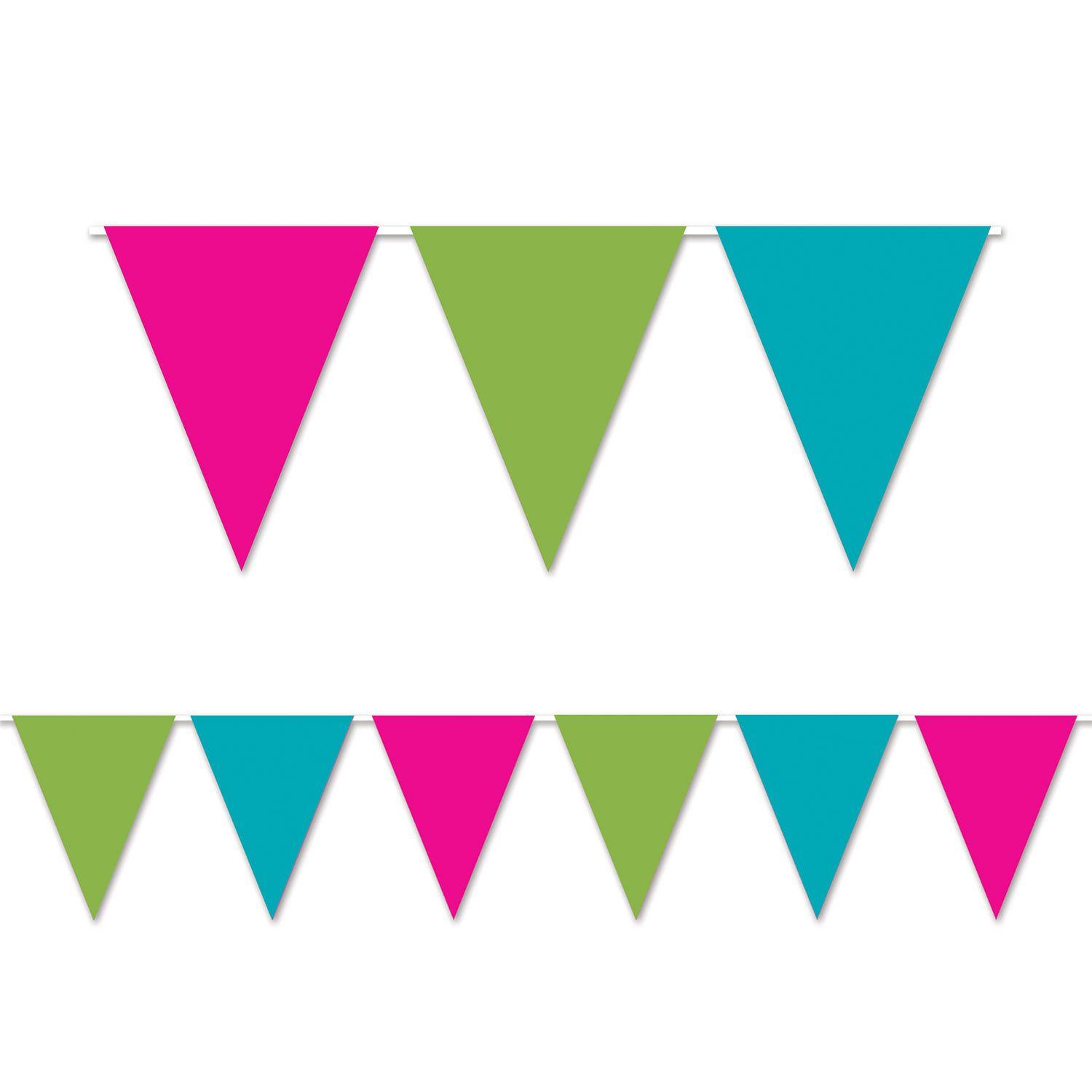 Cerise,Lime Green &Turquoise Pennant Bnr image