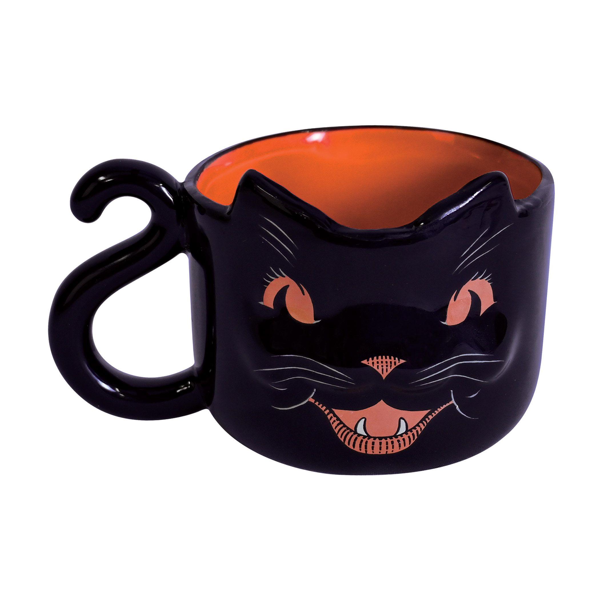 Vintage Halloween Ceramic Black Cat Mug image