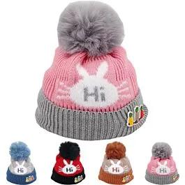 Kid's Bunny "Hi" Beanie Winter Hat Sets image