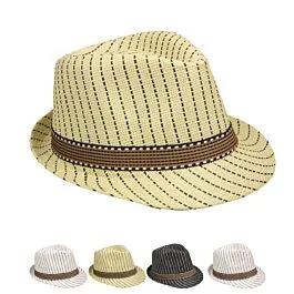 Dozen Wholesale High-Quality Pinstripes Trilby Fedora Hats- Mix Colors image