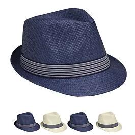 Dozen Wholesale Strip Banded Trilby Fedora Hats- Mix Colors image