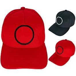 Circle Custom Embroidered Baseball Caps - Red and Black image