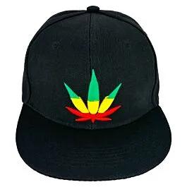 Black Snapback Hats with Marijuana Leaf Embroidered image
