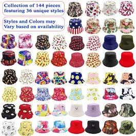 Bucket Hat Set - Bulk Bucket Hats with Assorted Styles | 144 Pcs | Without Display image