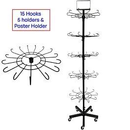 5-Tier Rotating Multipurpose Display Racks - 75 Hooks Store Displays image