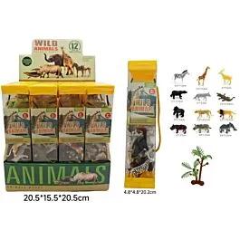 Dozen Wholesale Mini Wild Animal Figures in Carry Tube - 12 Pc Sensory Bin Toys image