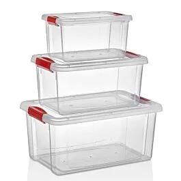 Clear Plastic Food Containers with Snap Lids Wholesale - Rectangular 3-Size Assortment image