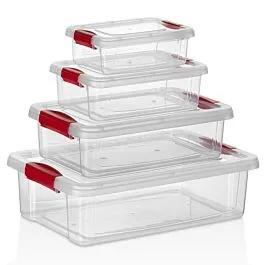 Clear Plastic Food Containers with Lids Wholesale - Snap Lid 4-Size Assortment image