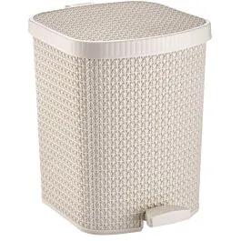 Large Pedal Trash Can Bulk - 5.8 Gallon Knit Design | 4 pcs