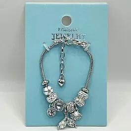 Adjustable Stainless Steel Charm Bracelet with Rhinestone Oceanic Gemstones and Bangles image