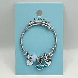 Stainless Steel Charm Bracelet with Blue Cute Fish Design image