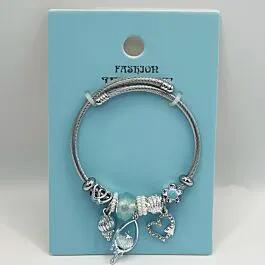 Silver Stainless Steel Charm Bracelet with Ocean Blue Sea Shell Design image
