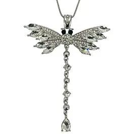Silver Twilight Sparkle Rhinestone Dragonfly Pendant Necklaces image