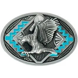 Blue & Silver Eagle Belt Buckle