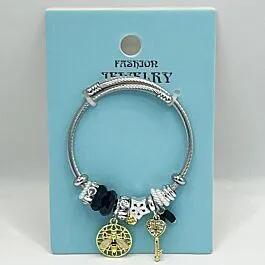 Stainless Steel Charm Bracelet with Golden Bee Design image