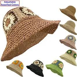 Crochet Bucket Hats with Assorted Color and Styles - Paper Straw Summer Hats image